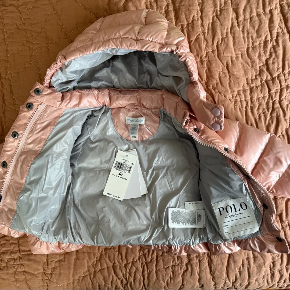 Ralph Lauren Girls' Pale Pink Hooded Puffer Jacket